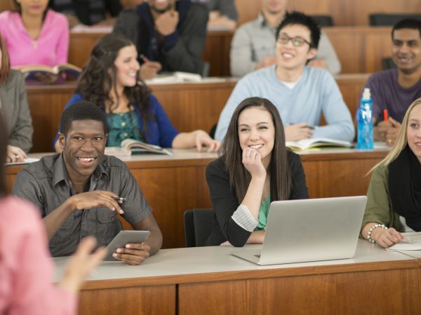 image of students studying in lecture hall 